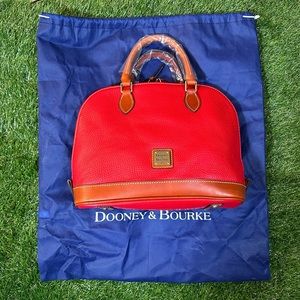Dooney and Bourke Red and brown Pebble Leather Zip Top Satchel NWOT